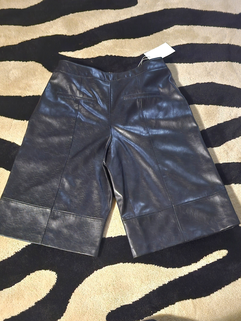Zara Black Faux Leather Bermuda Shorts